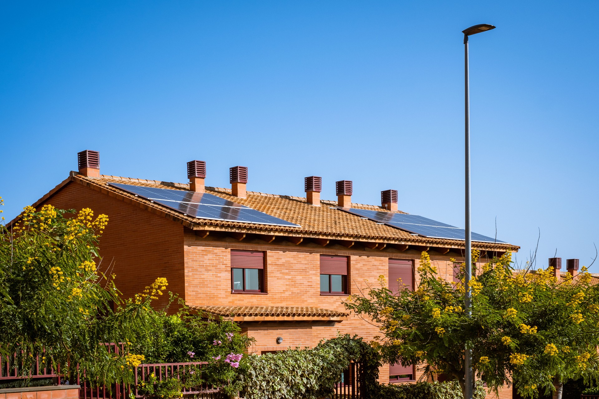 Roof with solar panels